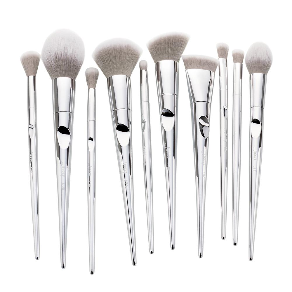 silver makeup brush set