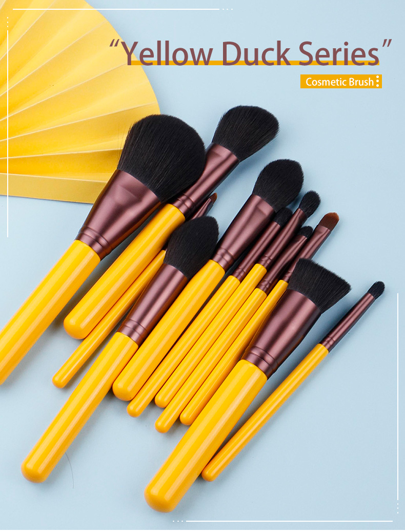 yellow makeup brush set